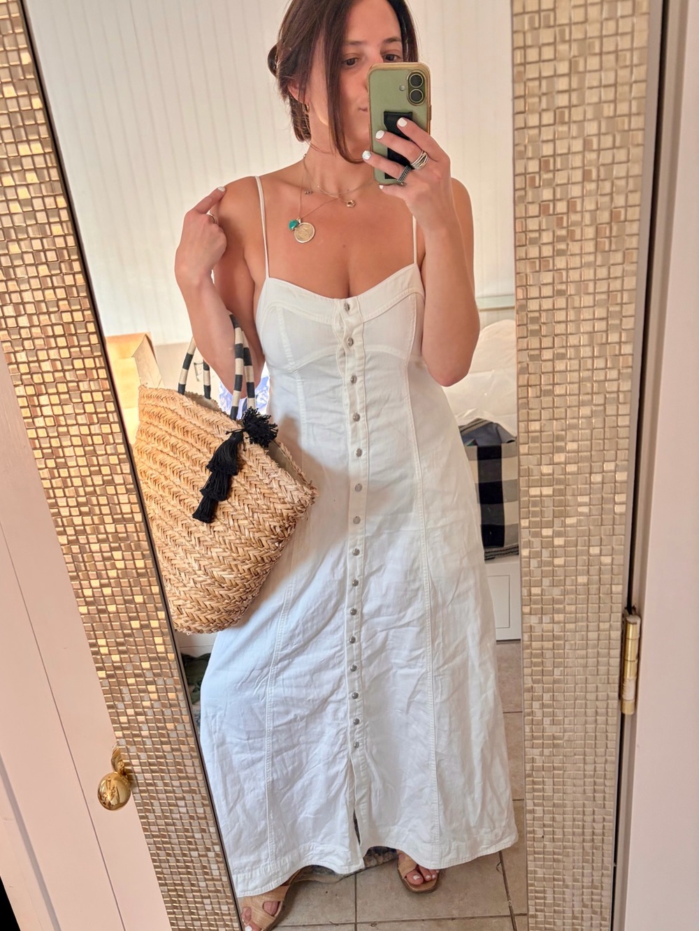 Free People Just Jill Ivory Button Front Maxi Dress Size S - Picture 3 of 8
